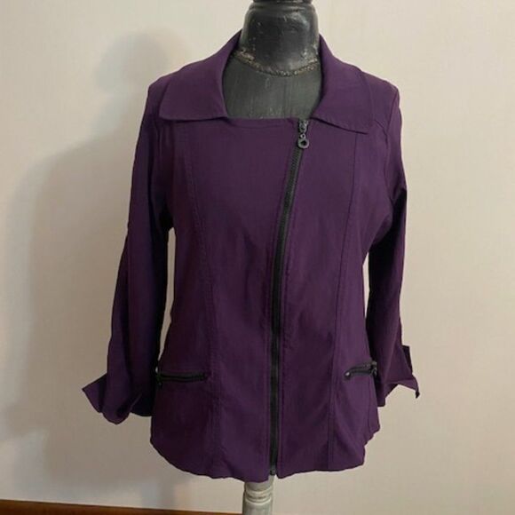 Windrige by Cheryl Nash Purple windbreaker with cuffed sleeves, size XL - Picture 1 of 3